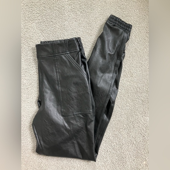 SPANX Black Joggers Leather Like Leggings - size small - Picture 5 of 5